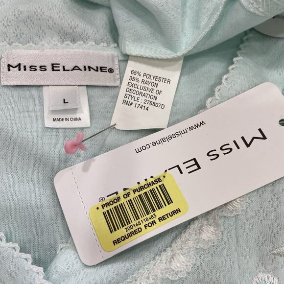 NWT Miss Elaine Cuddleknit Pastel Green Embroidered Nightgown Women’s size L - Picture 8 of 10